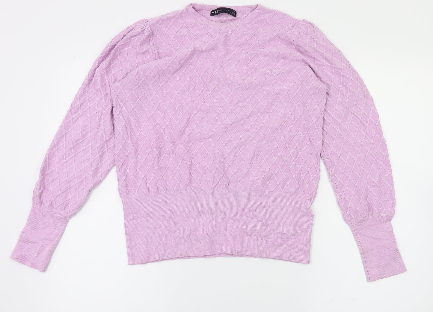 M&S Womens Pink Argyle/Diamond  Pullover Jumper Size 16