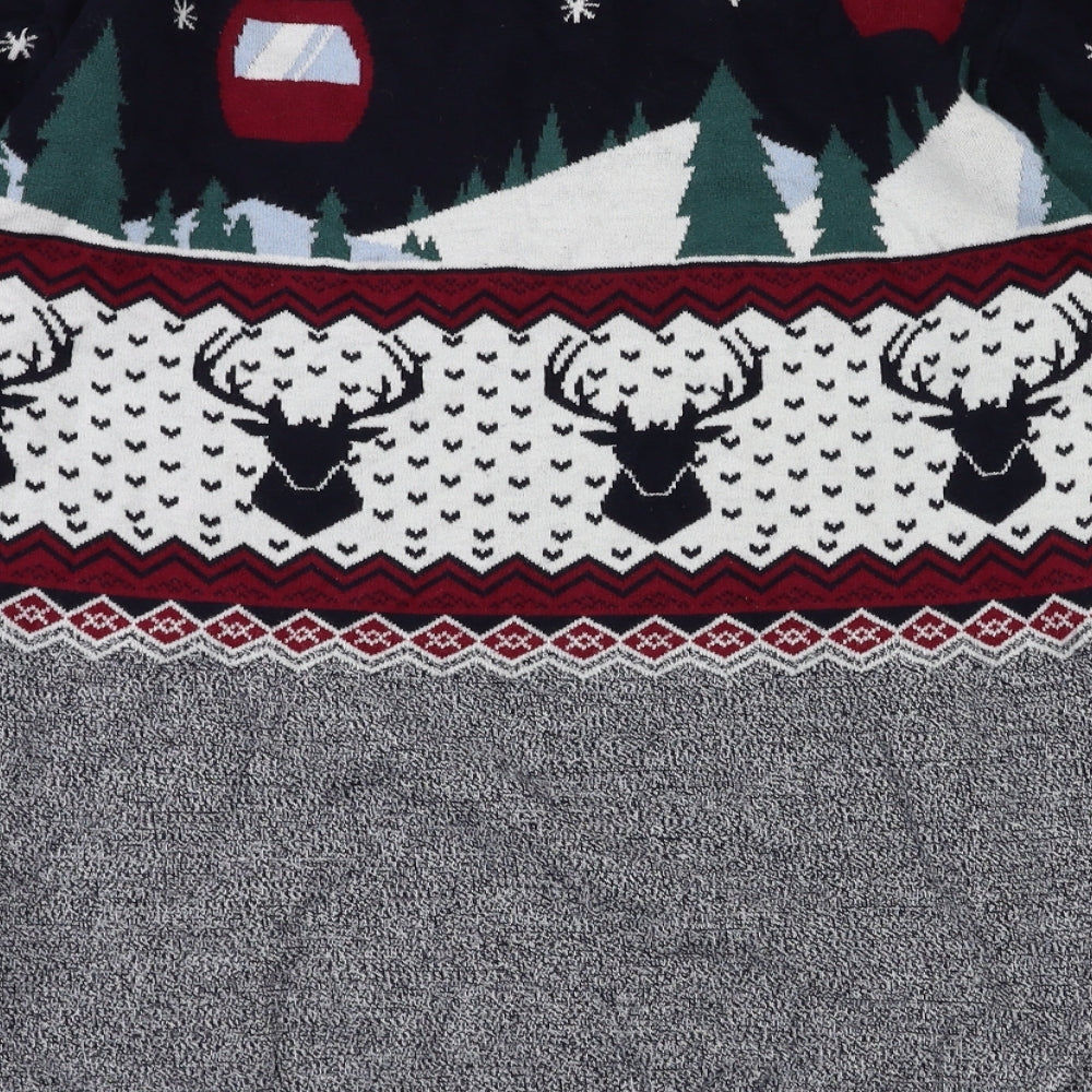 Avenue Mens Grey Animal Print  Pullover Sweatshirt Size S  - Christmas jumper