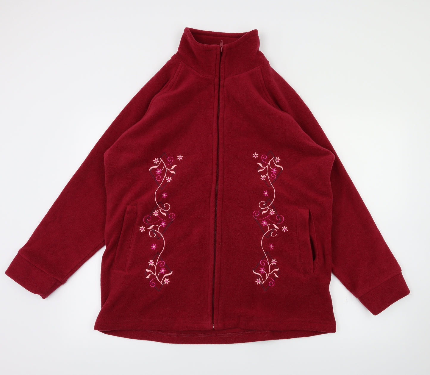 Happit Mens Red Floral  Full Zip Jumper Size M