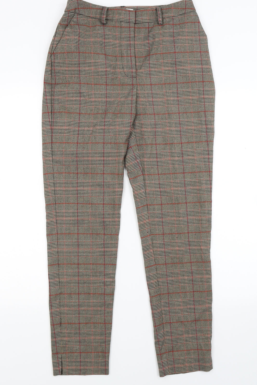 Warehouse Womens Brown Check  Trousers  Size 8 L28 in