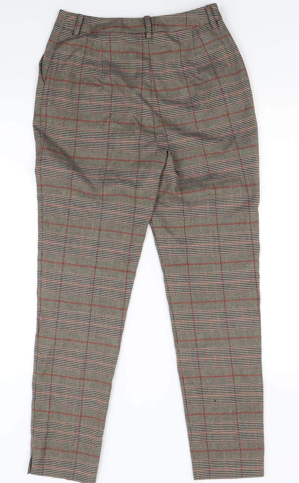 Warehouse Womens Brown Check  Trousers  Size 8 L28 in