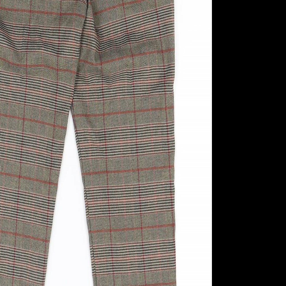 Warehouse Womens Brown Check  Trousers  Size 8 L28 in