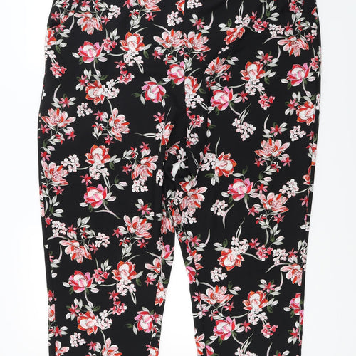 M&Co Womens Black Floral  Trousers  Size 20 L27 in