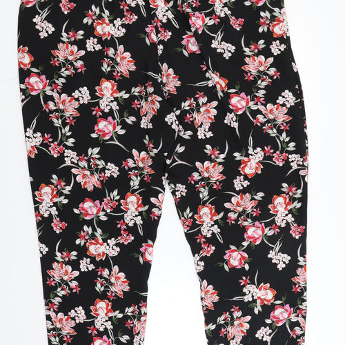 M&Co Womens Black Floral  Trousers  Size 20 L27 in