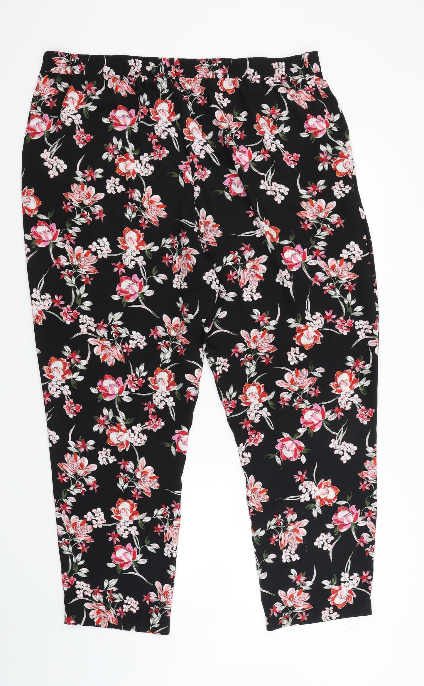 M&Co Womens Black Floral  Trousers  Size 20 L27 in