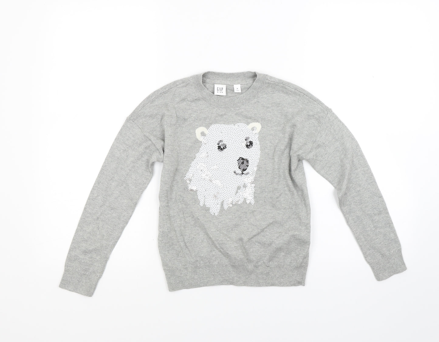 Gap Girls Grey  Knit Pullover Jumper Size M  - Polar bear