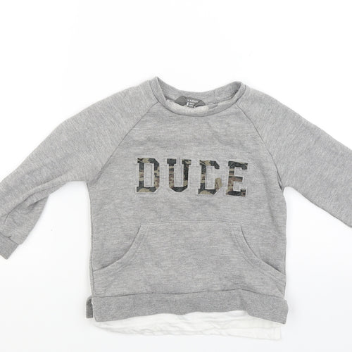 Primark Boys Grey   Pullover Sweatshirt Size 2-3 Years  - Dude
