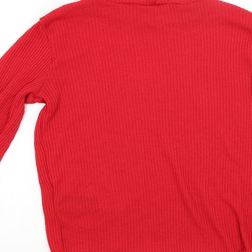 Divided Womens Red  Knit Pullover Jumper Size M