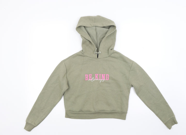 New Look Girls Green Jacquard Pullover Hoodie Size 10 Years