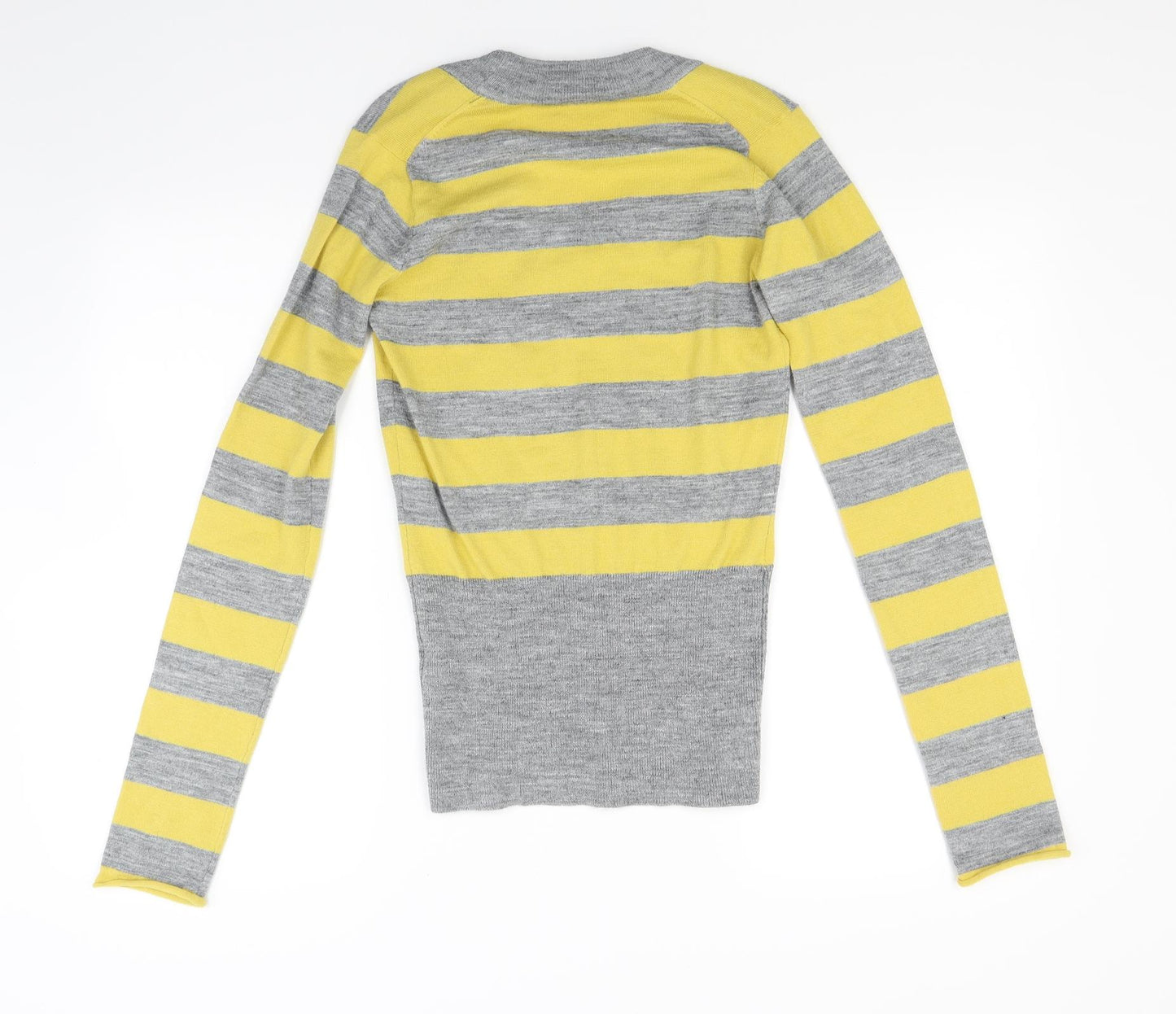 French Connection Womens Yellow Striped Knit Pullover Jumper Size S
