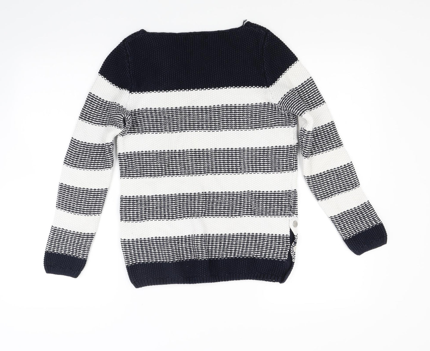 Jasper Conran Womens White Striped Knit Pullover Jumper Size 10