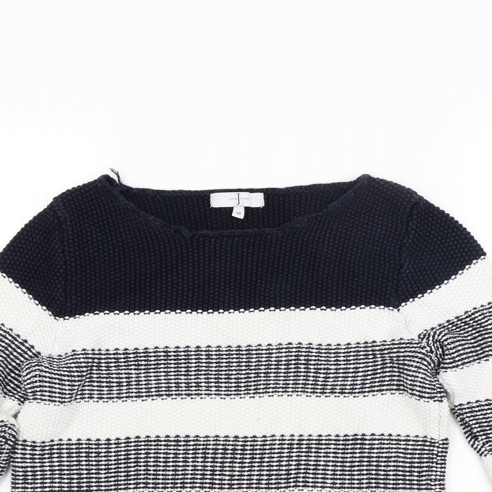 Jasper Conran Womens White Striped Knit Pullover Jumper Size 10