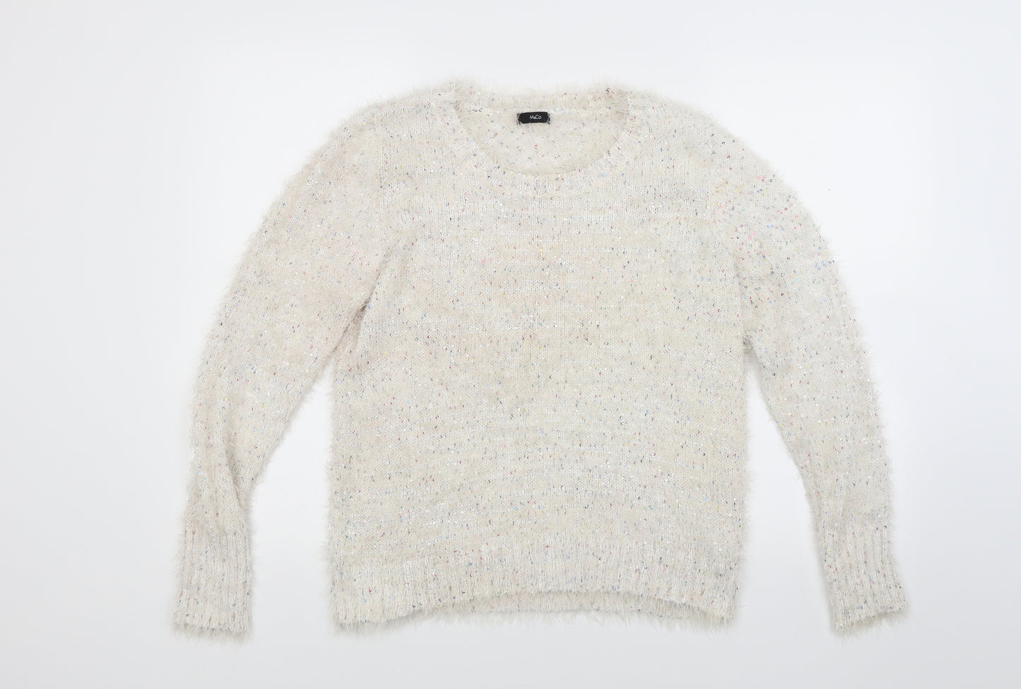 M&Co Womens White  Knit Pullover Jumper Size 14