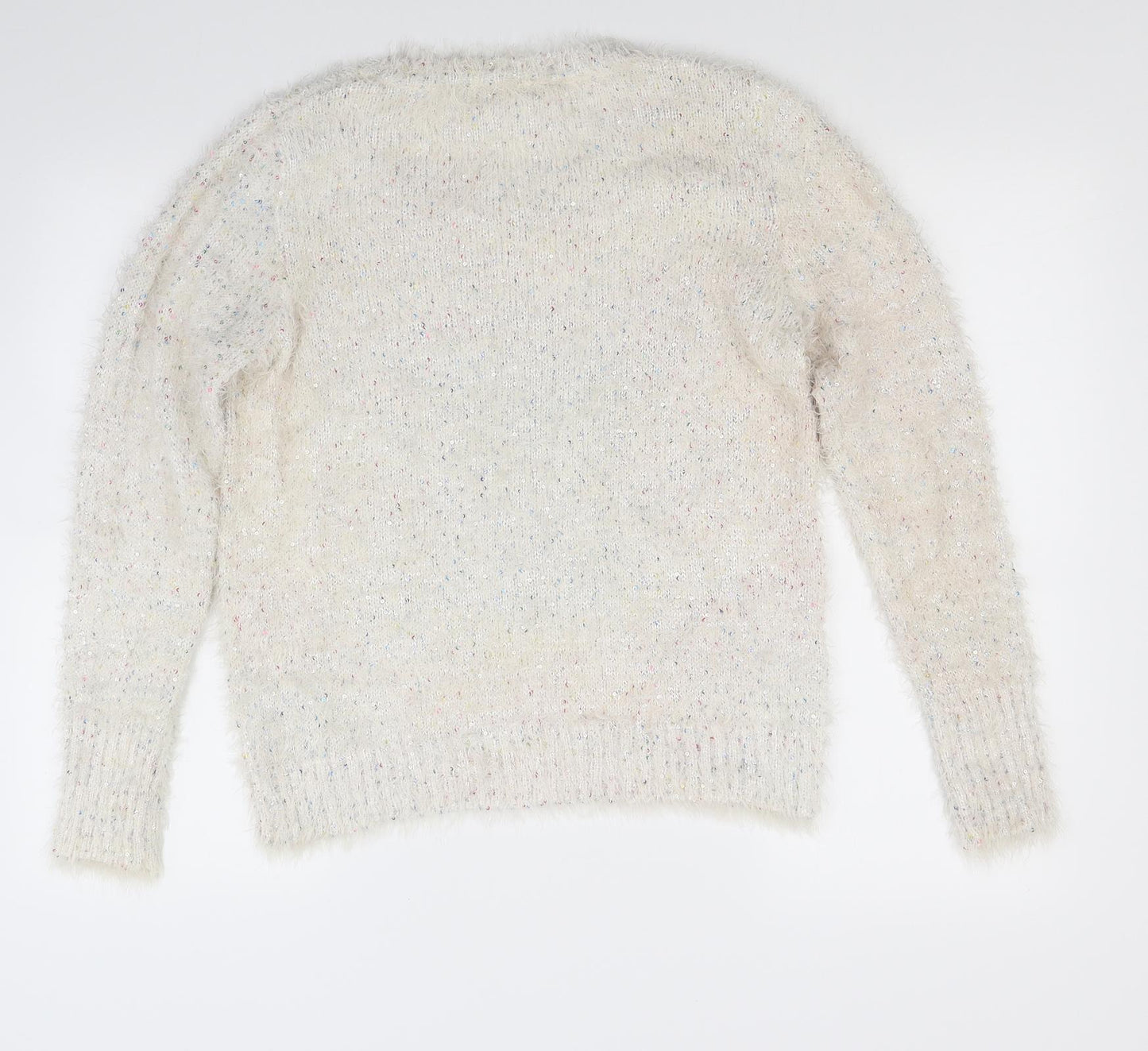 M&Co Womens White  Knit Pullover Jumper Size 14