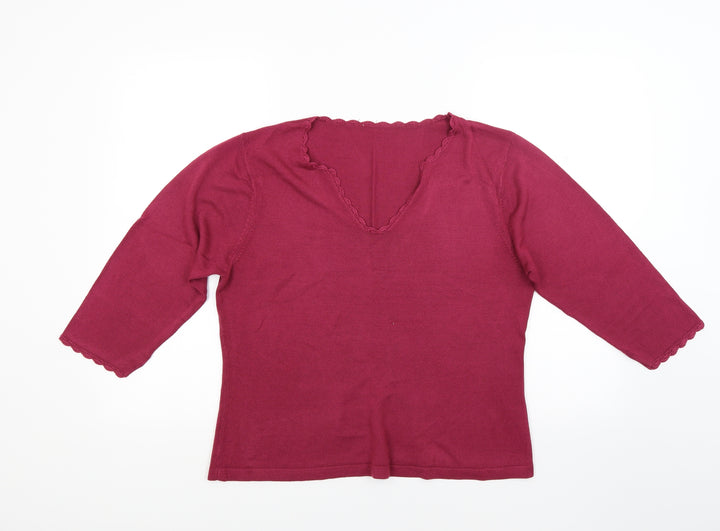 BHS Womens Red Knit Pullover Jumper Size 16