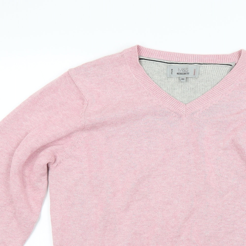 Marks and Spencer Mens Pink  Knit Pullover Jumper Size XS
