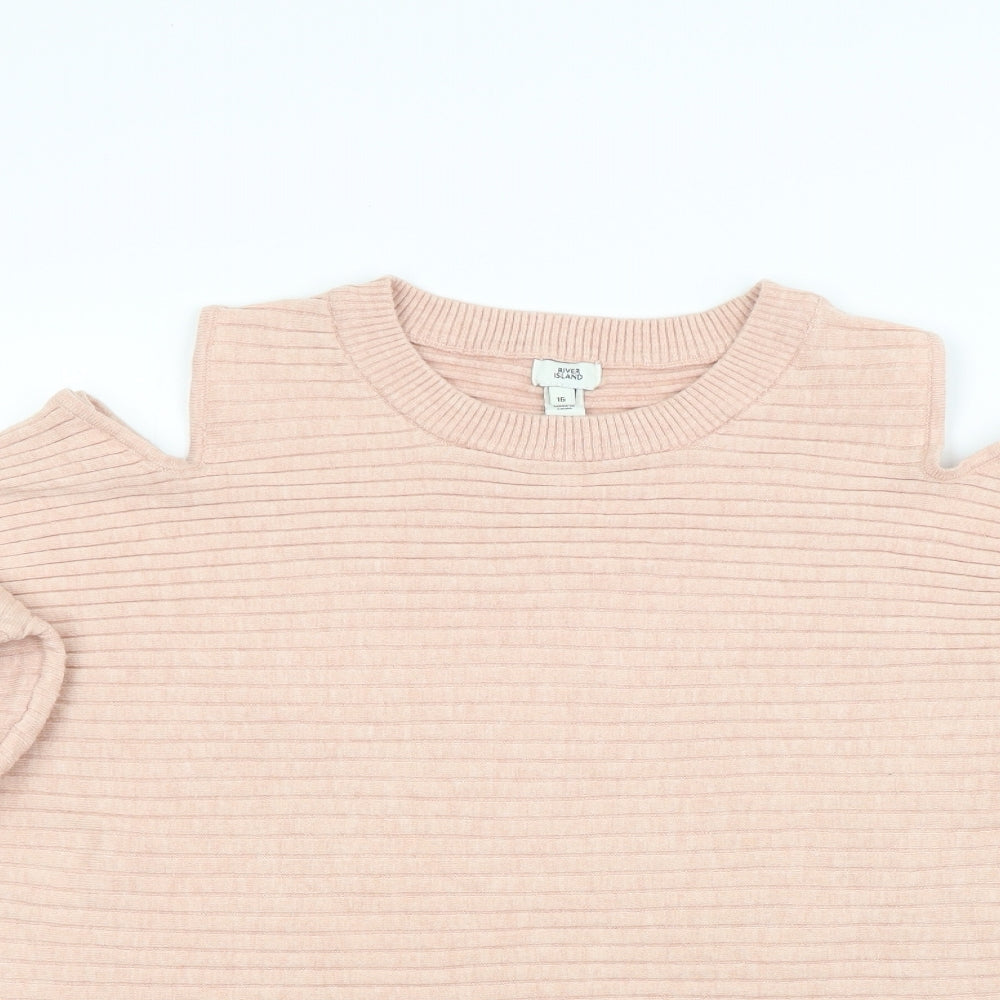 River Island Womens Pink  Knit Pullover Jumper Size 16