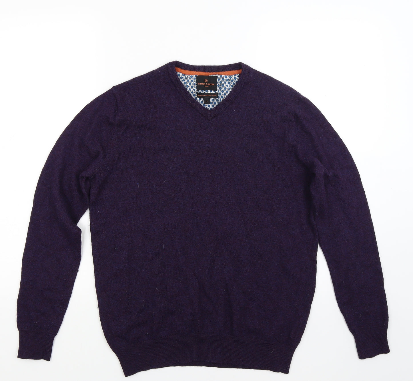 Simon Carter Mens Purple  Knit Pullover Jumper Size L