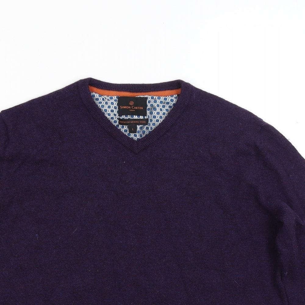 Simon Carter Mens Purple  Knit Pullover Jumper Size L
