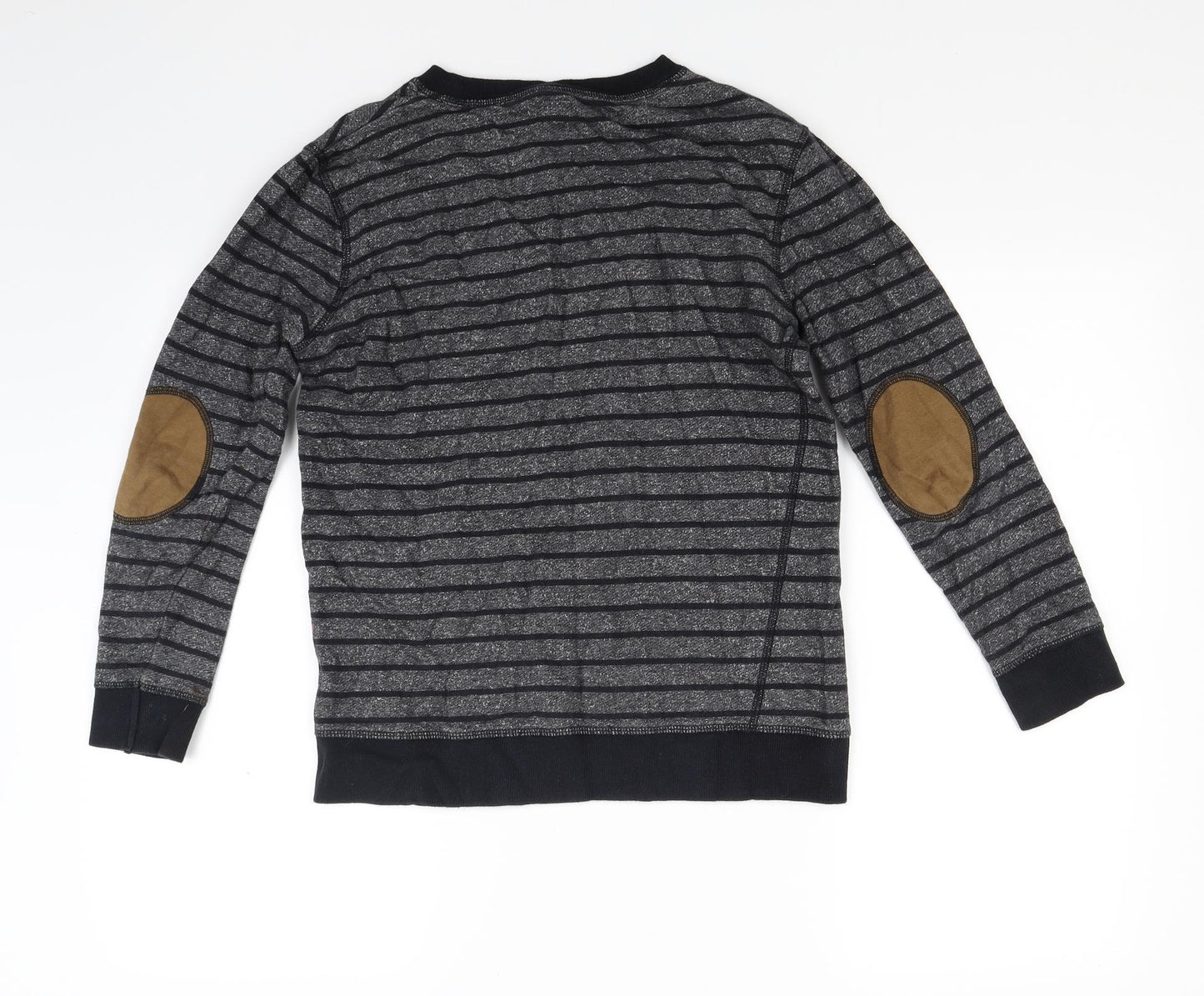 F&F Boys Grey Striped Jersey Pullover Sweatshirt Size 14 Years