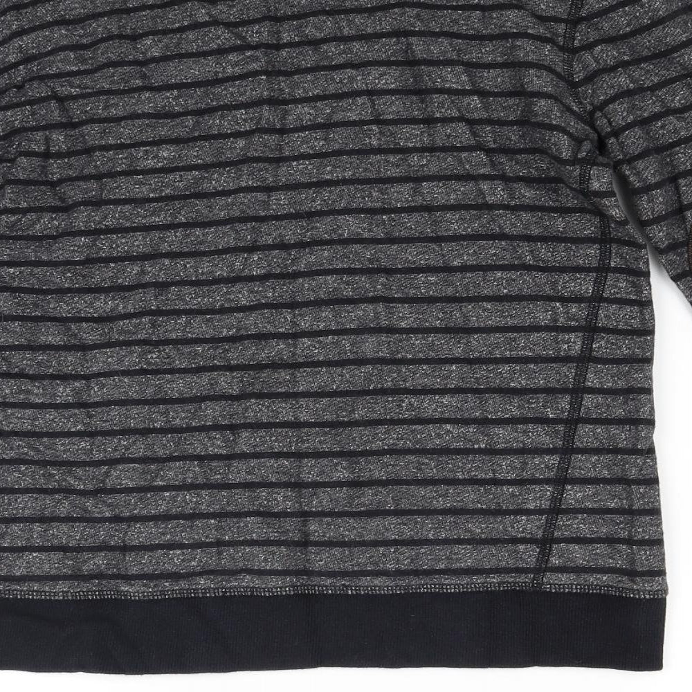 F&F Boys Grey Striped Jersey Pullover Sweatshirt Size 14 Years