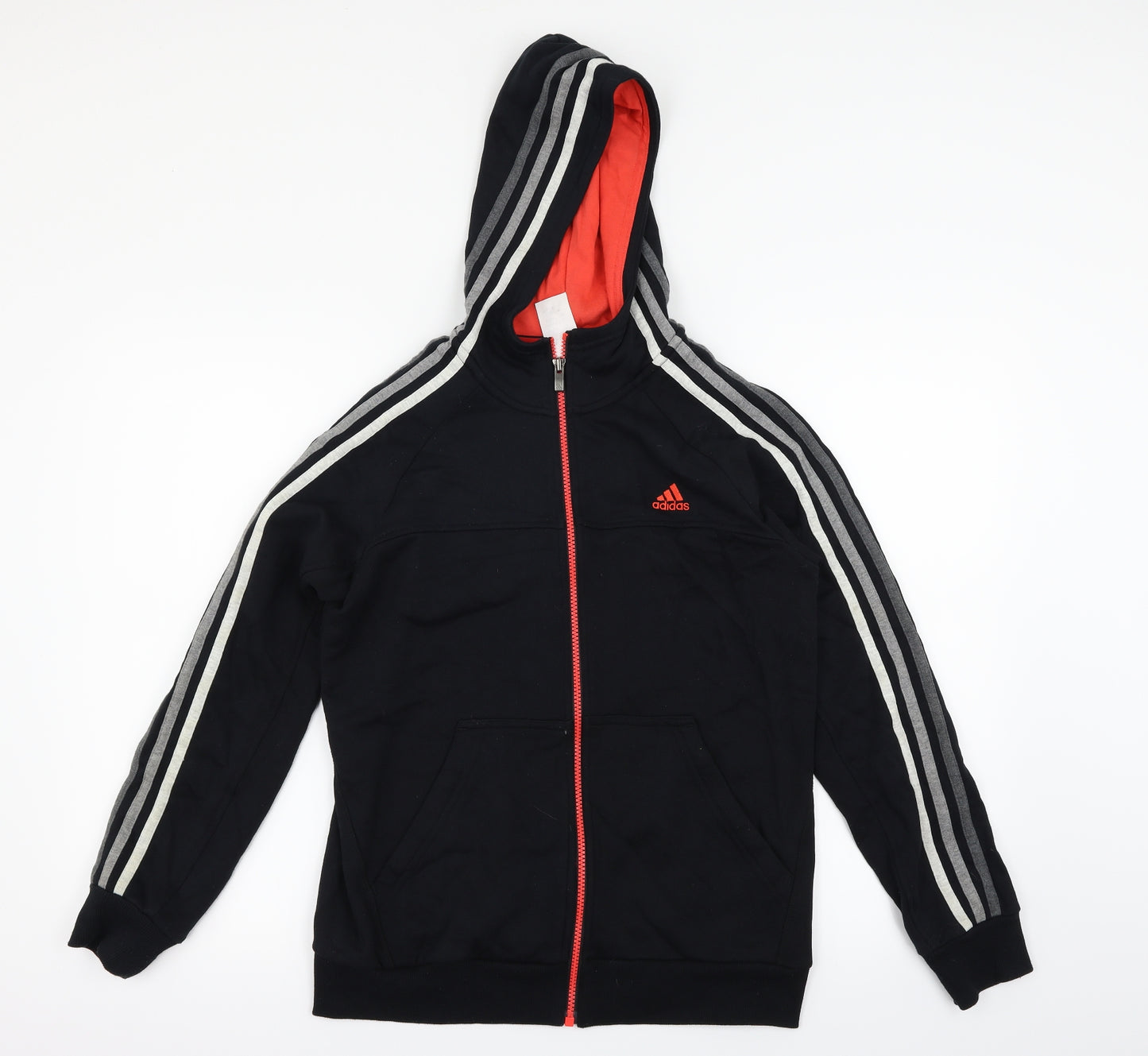 adidas Boys Black   Full Zip Hoodie Size 13-14 Years