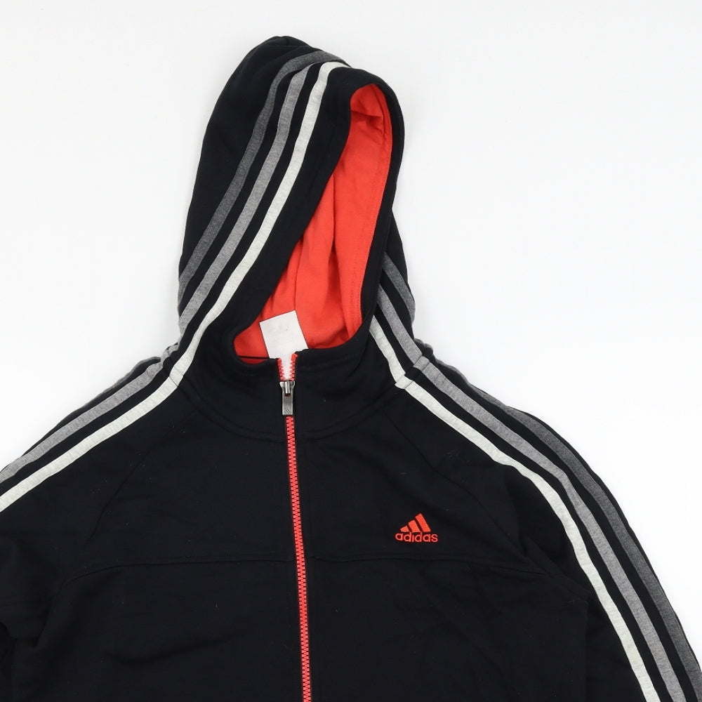 adidas Boys Black   Full Zip Hoodie Size 13-14 Years