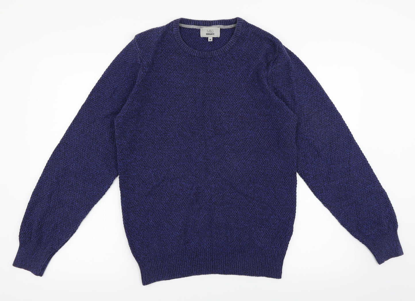 M&S Mens Blue Herringbone  Pullover Jumper Size M