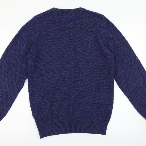 M&S Mens Blue Herringbone  Pullover Jumper Size M