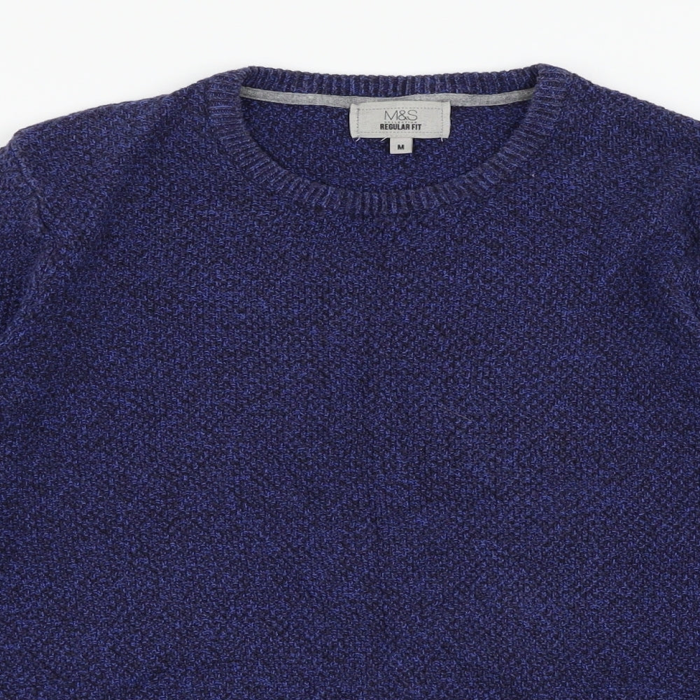 M&S Mens Blue Herringbone  Pullover Jumper Size M