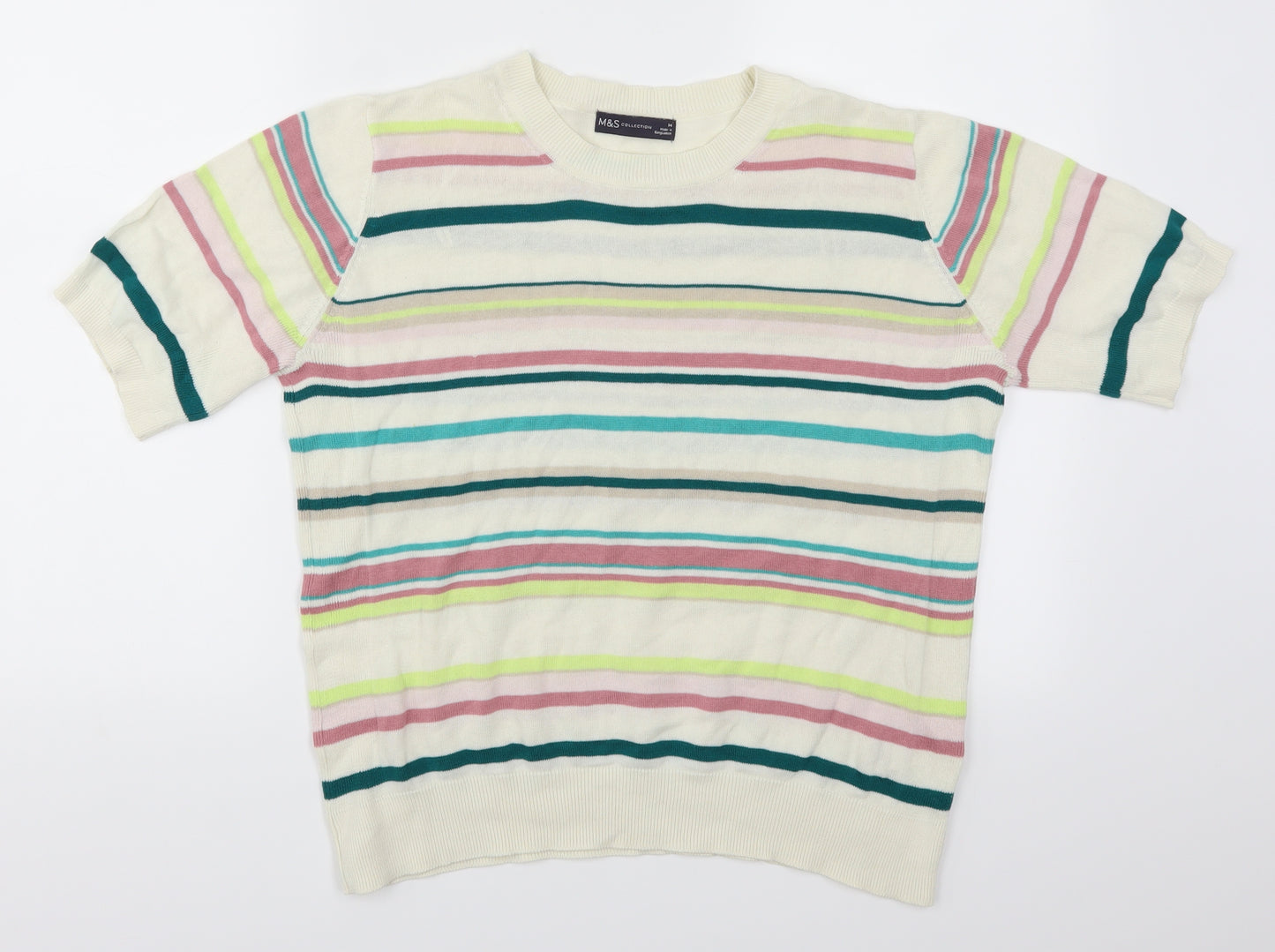 Marks and Spencer Womens Multicoloured Striped  Pullover Jumper Size 14