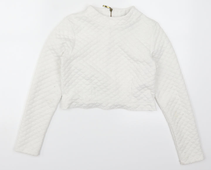 H&M Womens White   Pullover Sweatshirt Size XS