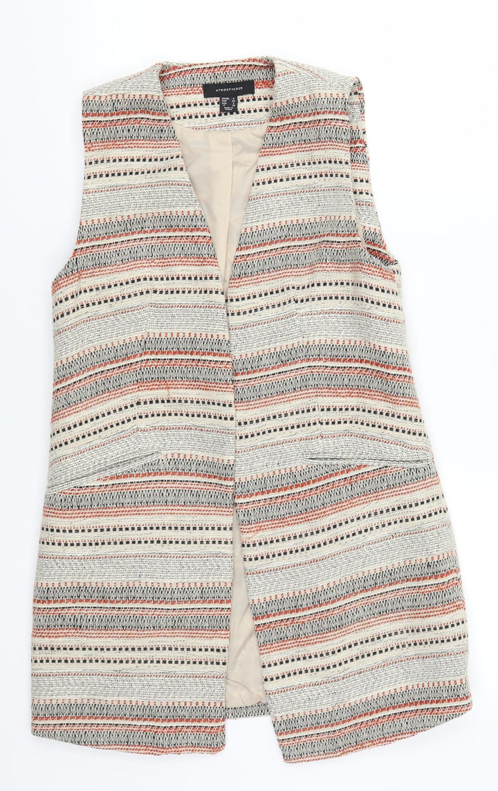Atmosphere Womens Beige Geometric  Gilet Jacket Size 6  - Red