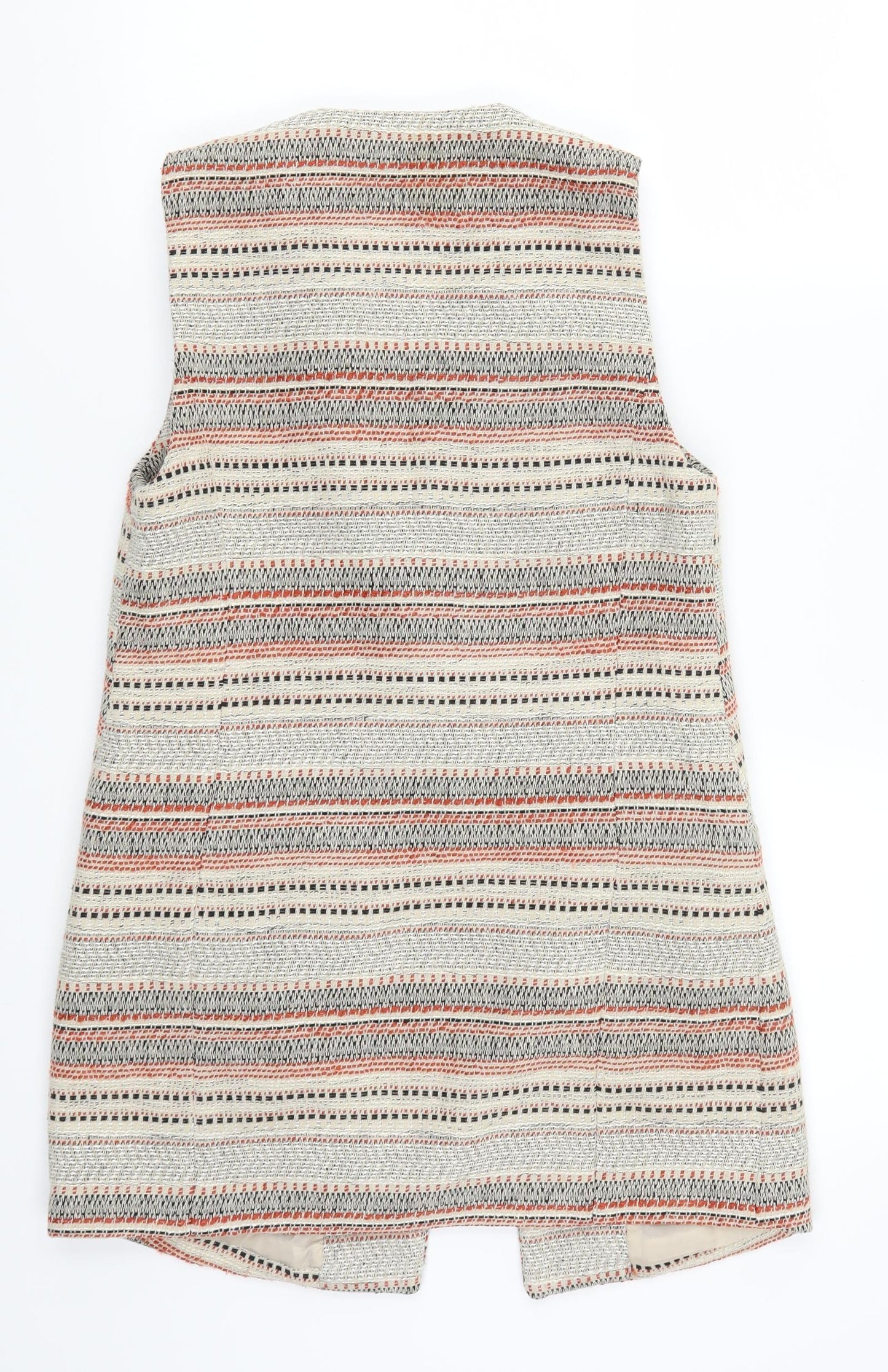 Atmosphere Womens Beige Geometric  Gilet Jacket Size 6  - Red