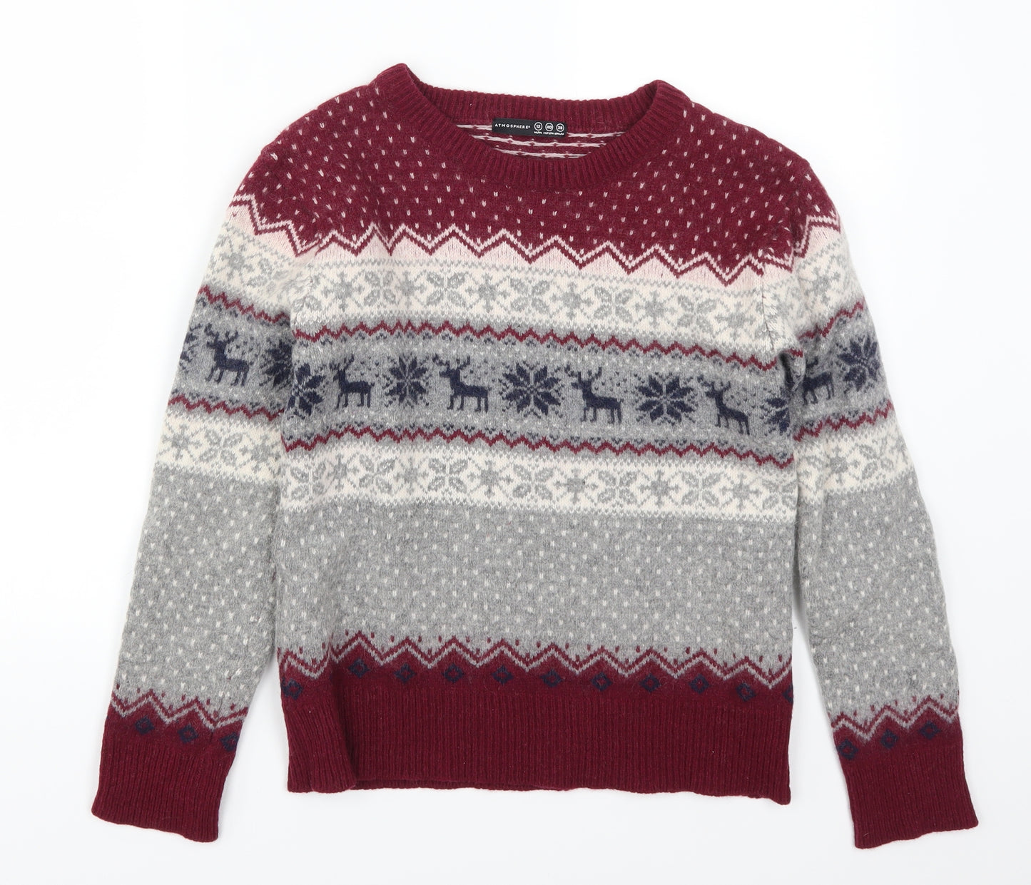 Atmosphere Womens Red Fair Isle  Pullover Jumper Size 12  - Christmas Prints