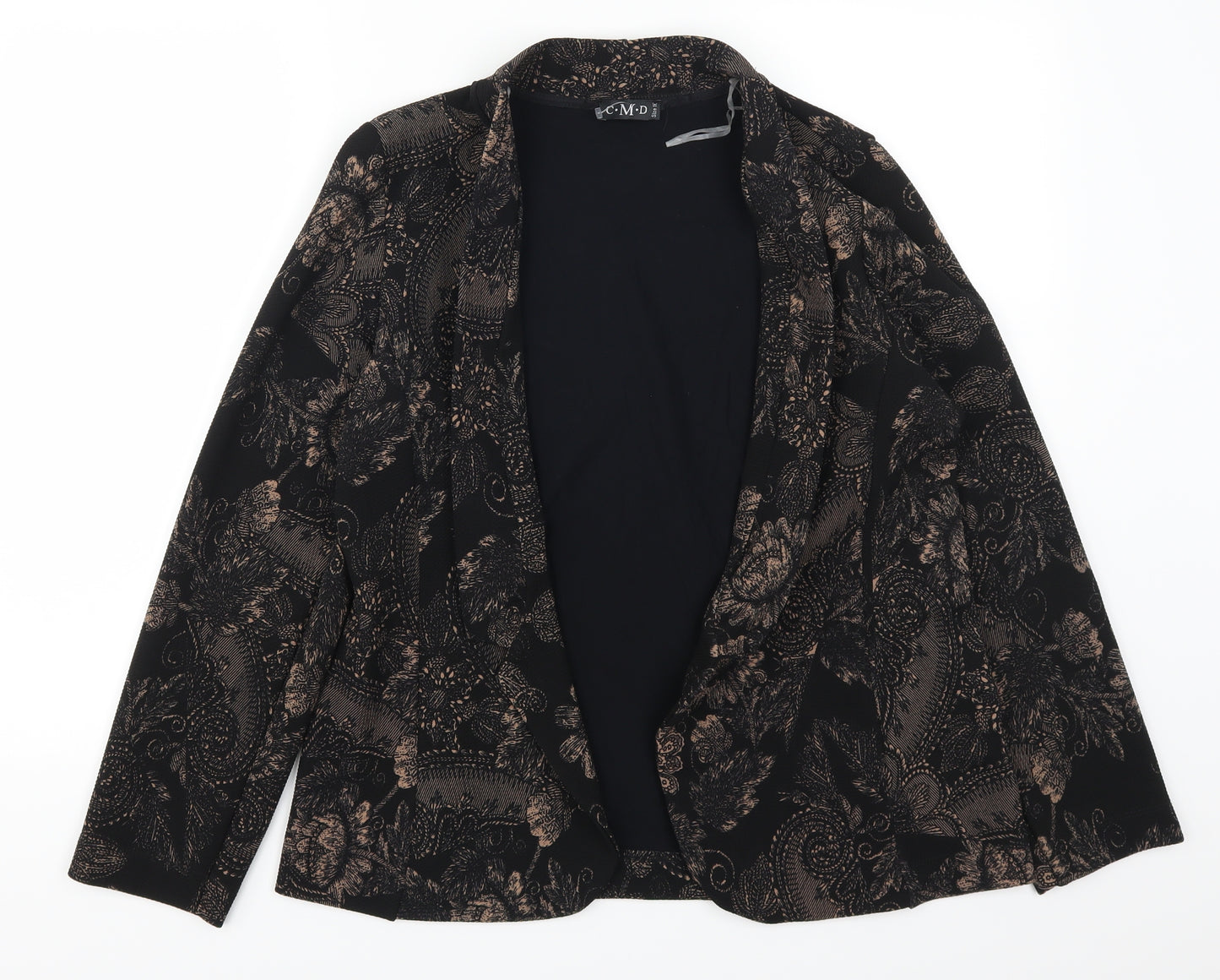 CMD Womens Black Floral  Jacket  Size 16  - Brown Flowers