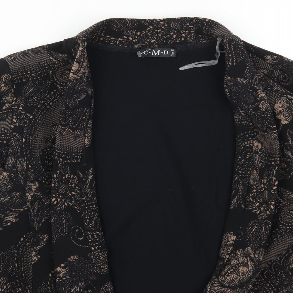 CMD Womens Black Floral  Jacket  Size 16  - Brown Flowers