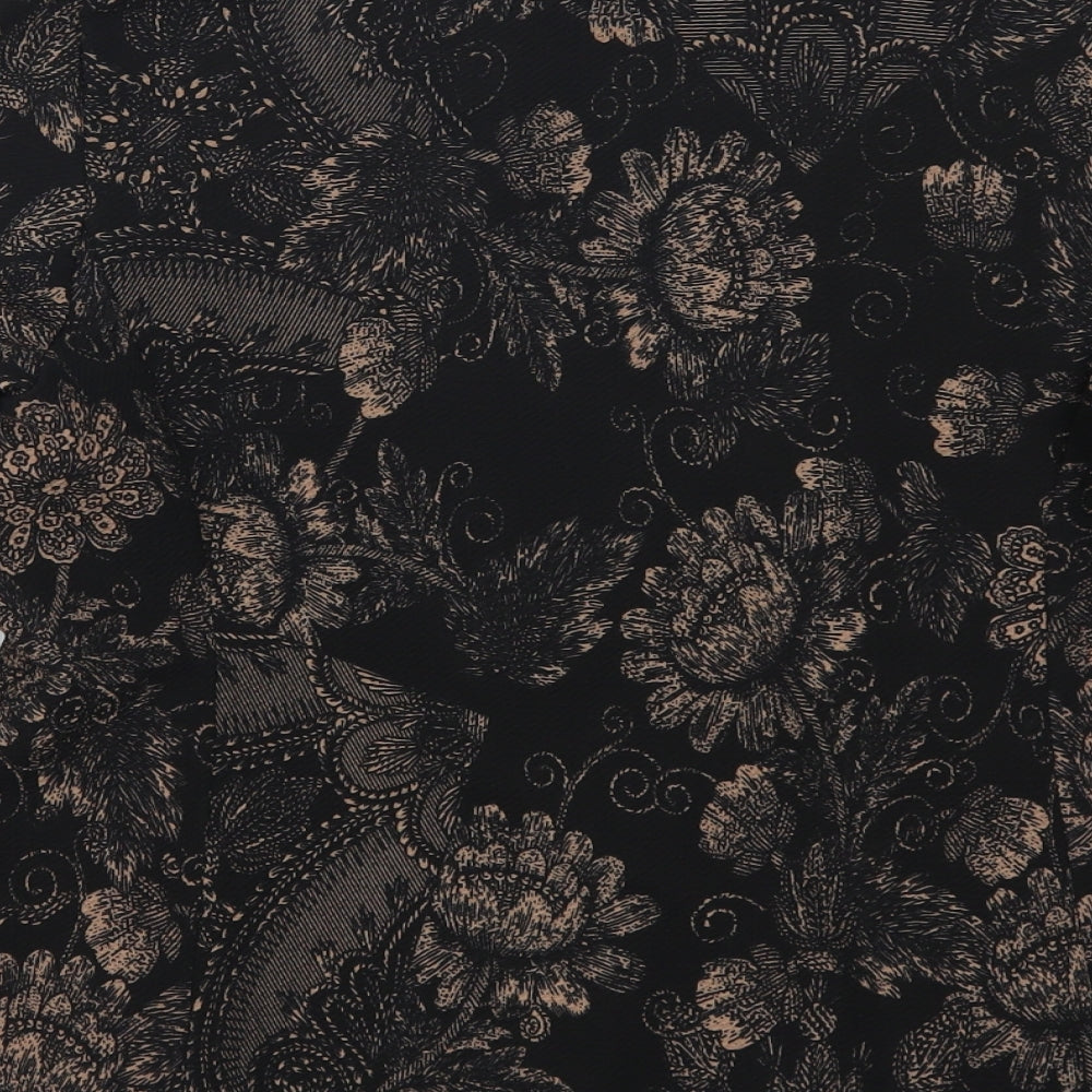 CMD Womens Black Floral  Jacket  Size 16  - Brown Flowers