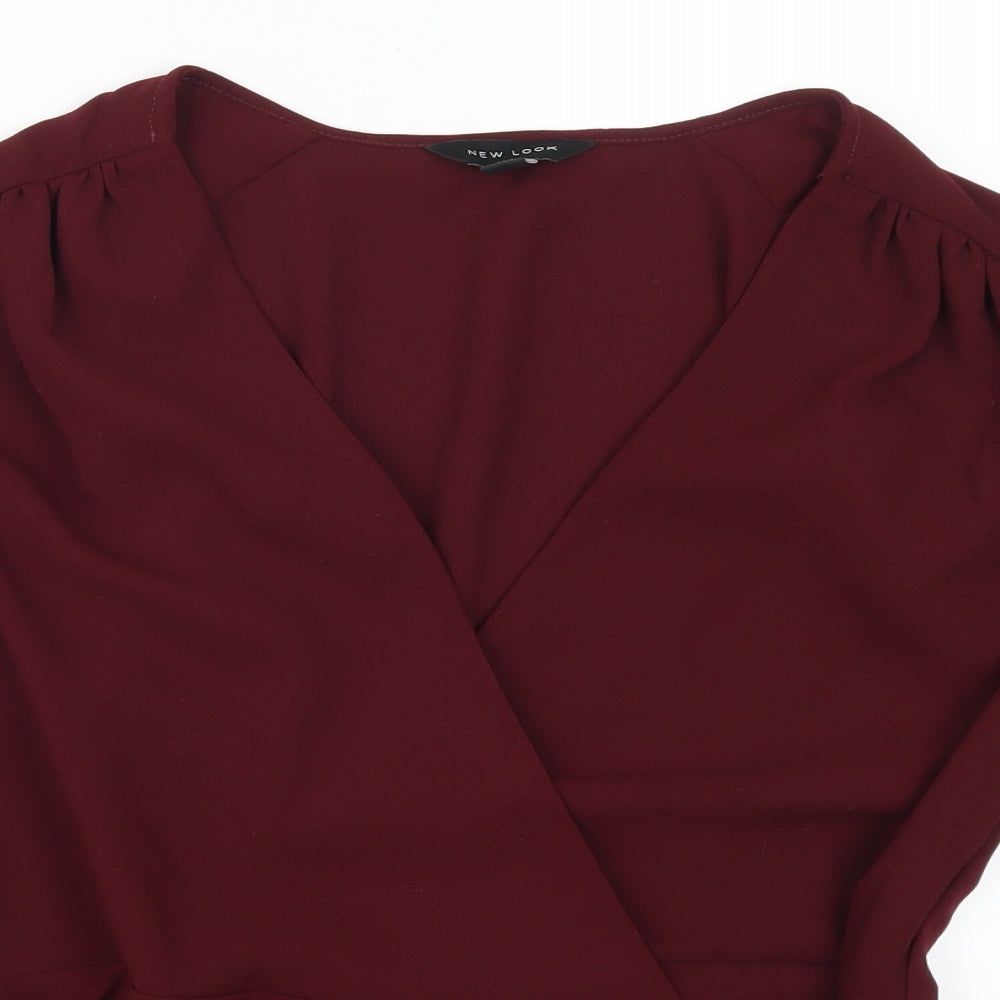 New Look Womens Red   Wrap Blouse Size 12