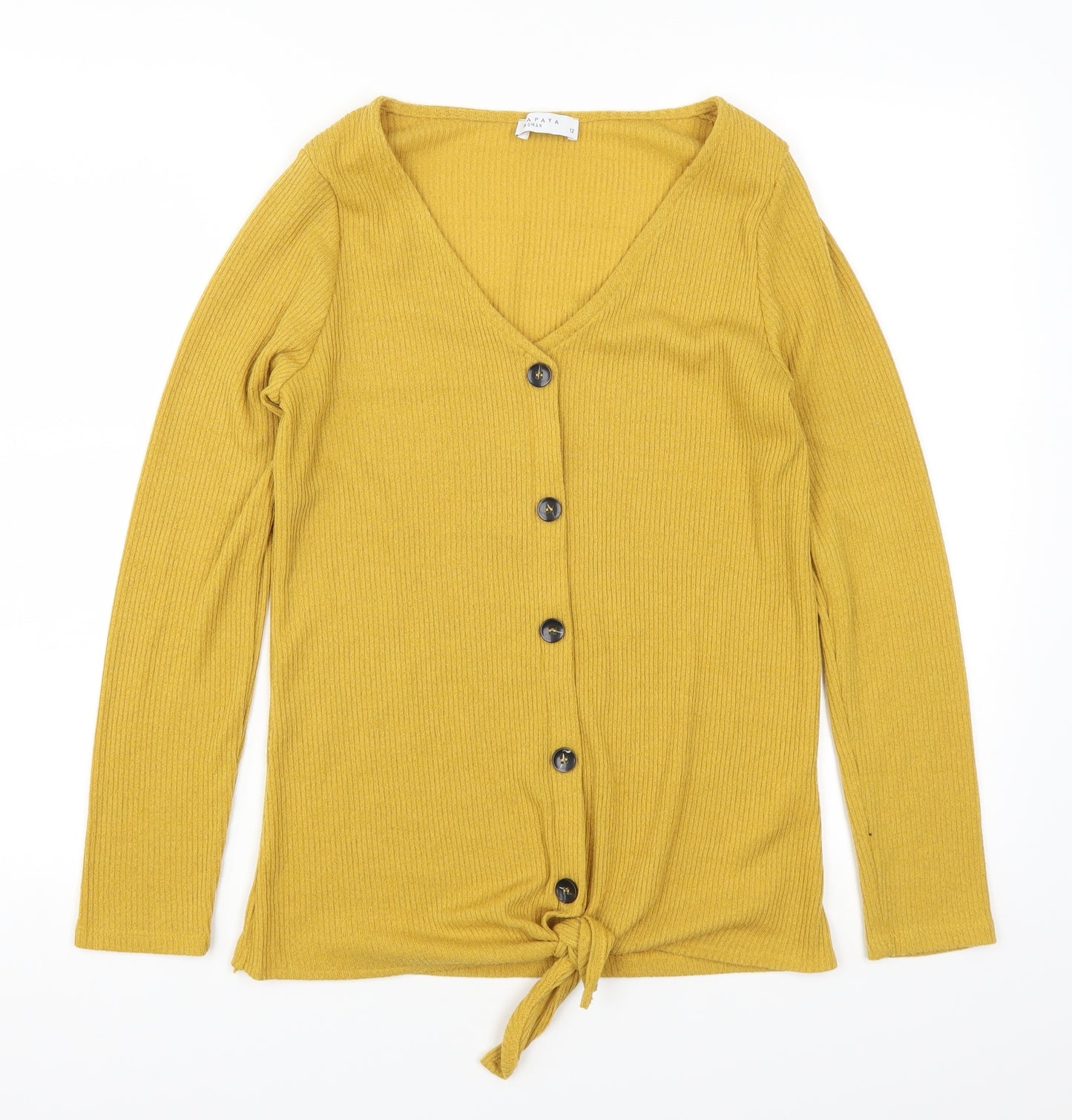Papaya Womens Yellow   Cardigan Jumper Size 12