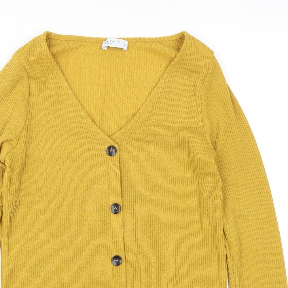 Papaya Womens Yellow   Cardigan Jumper Size 12