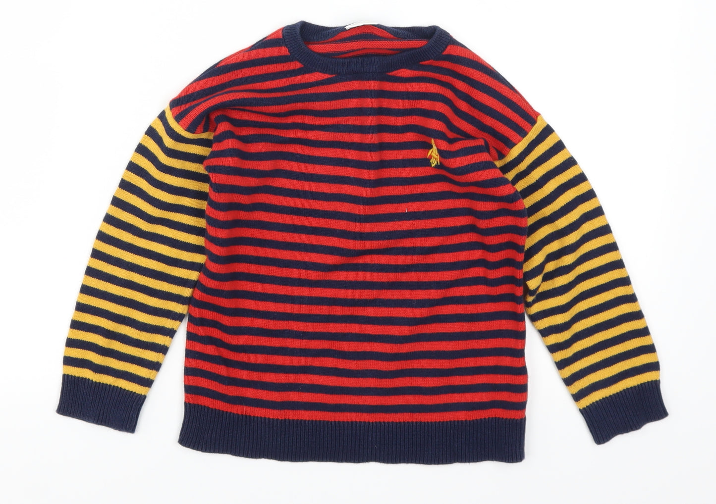 F&F Boys Red Striped  Henley Jumper Size 4-5 Years  - Yellow and Blue