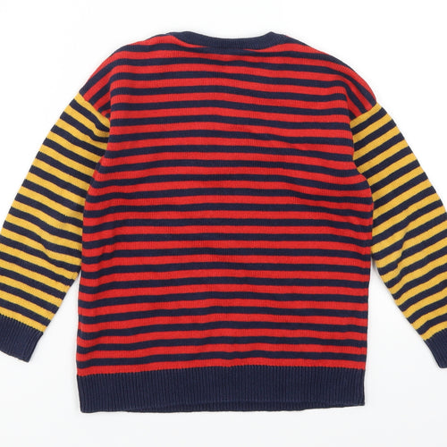 F&F Boys Red Striped  Henley Jumper Size 4-5 Years  - Yellow and Blue