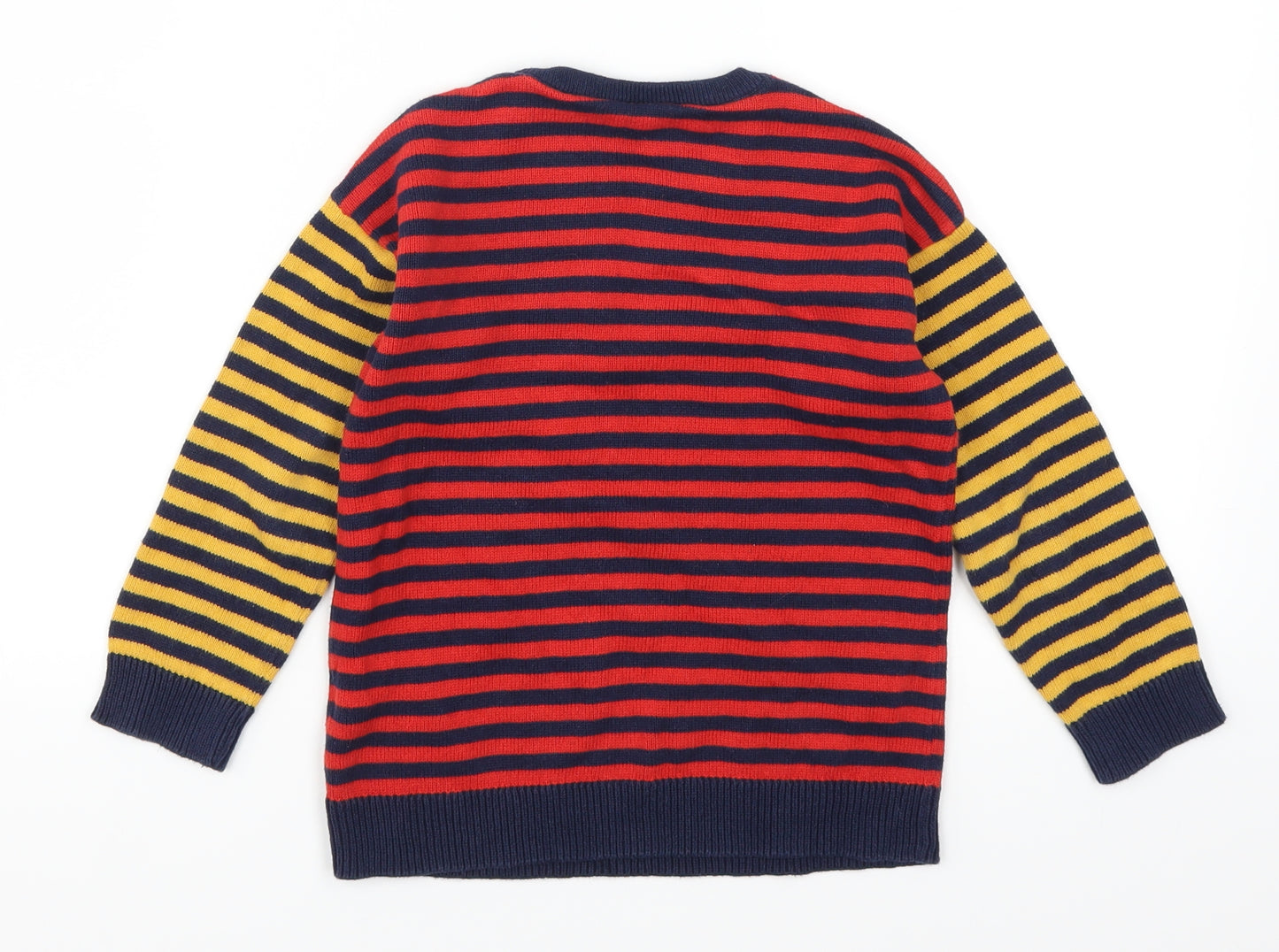 F&F Boys Red Striped  Henley Jumper Size 4-5 Years  - Yellow and Blue