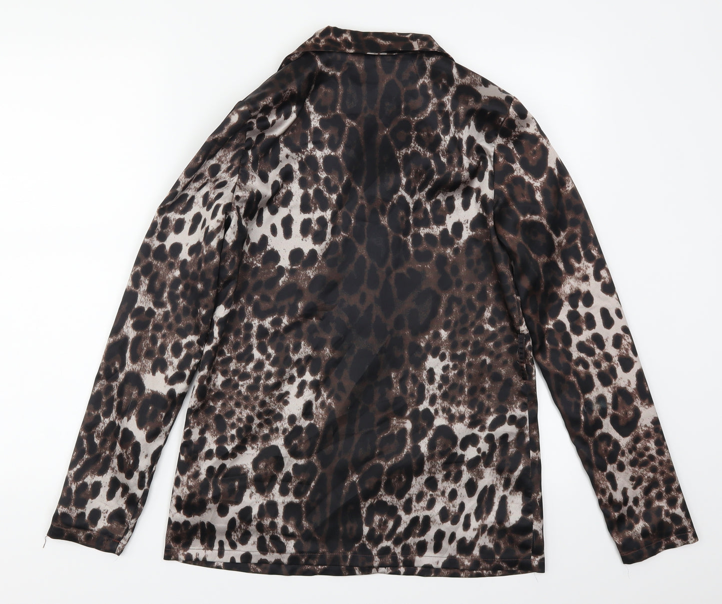 Pretty Little Thing Womens Brown Animal Print  Basic Button-Up Size 6