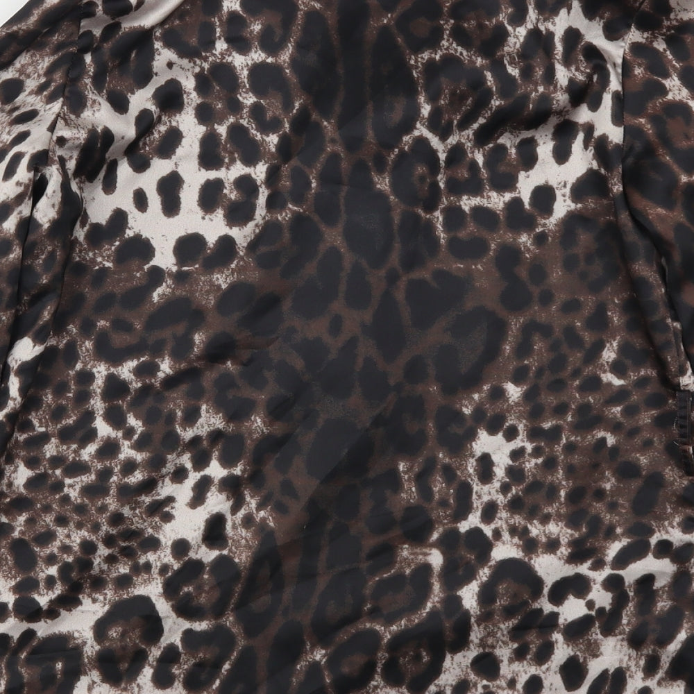 Pretty Little Thing Womens Brown Animal Print  Basic Button-Up Size 6