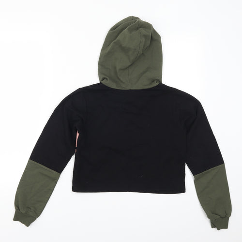 Slect Womens Black Colourblock  Pullover Hoodie Size 6  - Downtown Brooklyn Babe Pink and Green