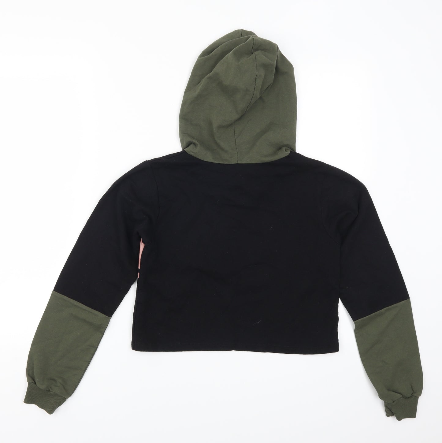 Slect Womens Black Colourblock  Pullover Hoodie Size 6  - Downtown Brooklyn Babe Pink and Green