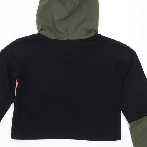 Slect Womens Black Colourblock  Pullover Hoodie Size 6  - Downtown Brooklyn Babe Pink and Green