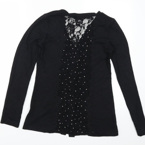 Redail Womens Black  Lace Cardigan Jumper Size M